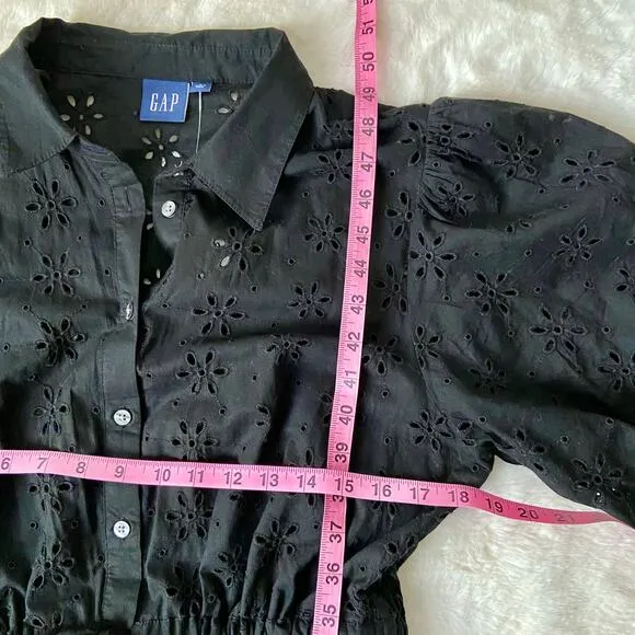 Gap Black Cotton Eyelet Maxi Dress Size Large (NWT)