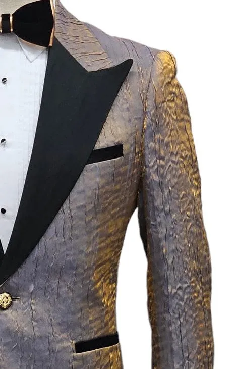 Giovanni Testi 1 Button Peak Lapel Slim Fit Iridescent Tuxedo EF1PX-6115 GOLDISH