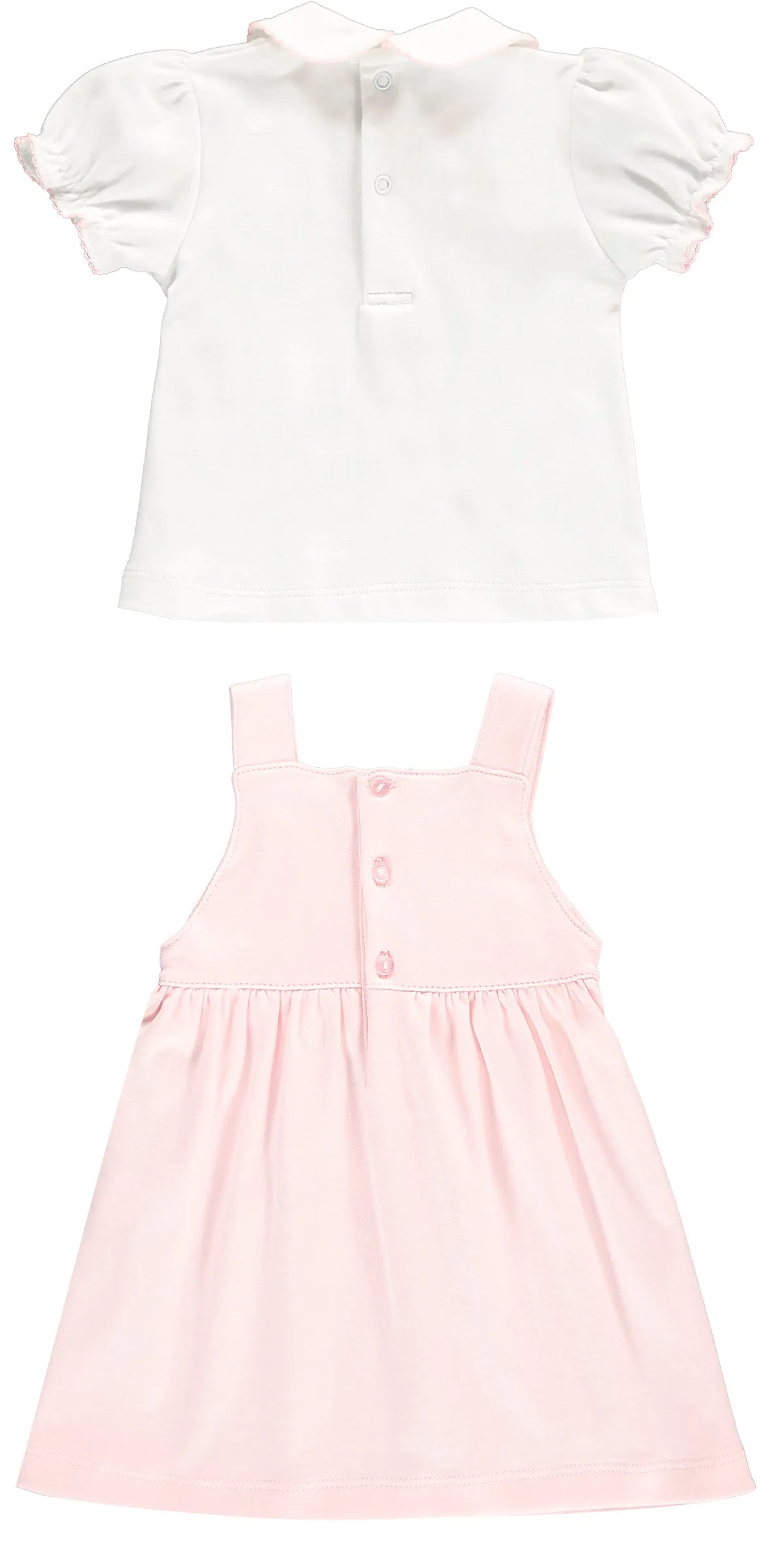 Girls Hand-Embroidered Flopsy Bunny Pink Cotton Dress and Top Set