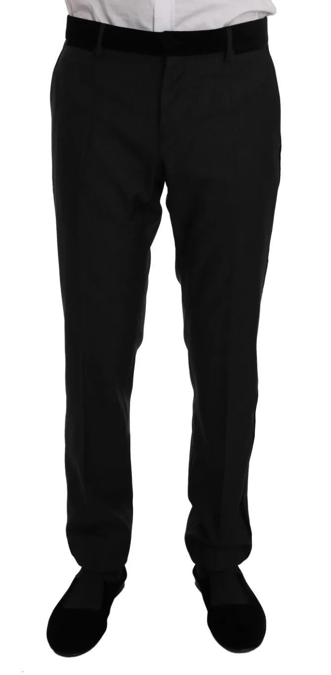 Gray Black Tuxedo GOLD Slim Fit Smoking Suit