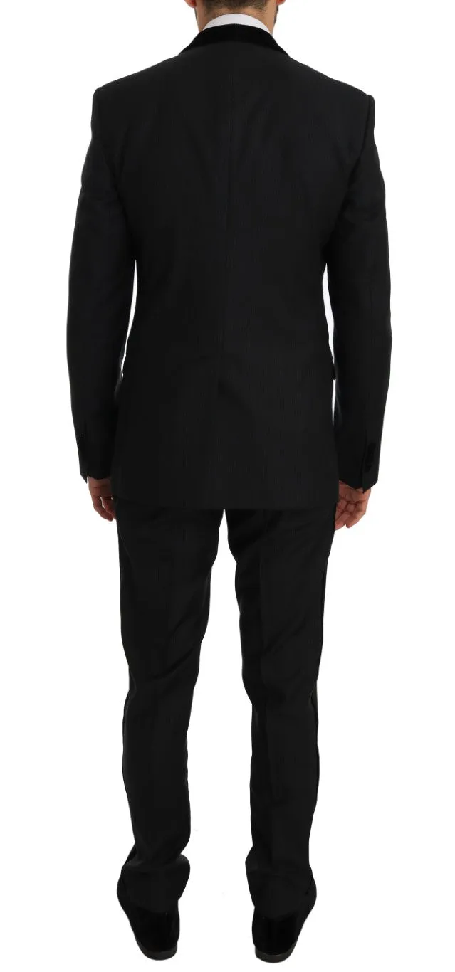Gray Black Tuxedo GOLD Slim Fit Smoking Suit
