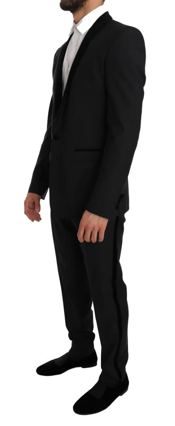 Gray Black Tuxedo GOLD Slim Fit Smoking Suit