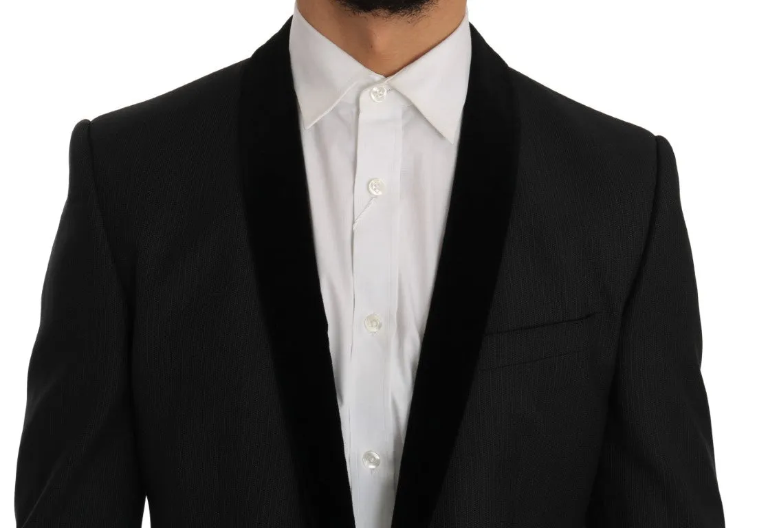 Gray Black Tuxedo GOLD Slim Fit Smoking Suit