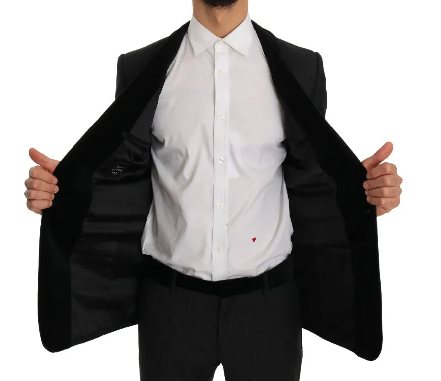 Gray Black Tuxedo GOLD Slim Fit Smoking Suit
