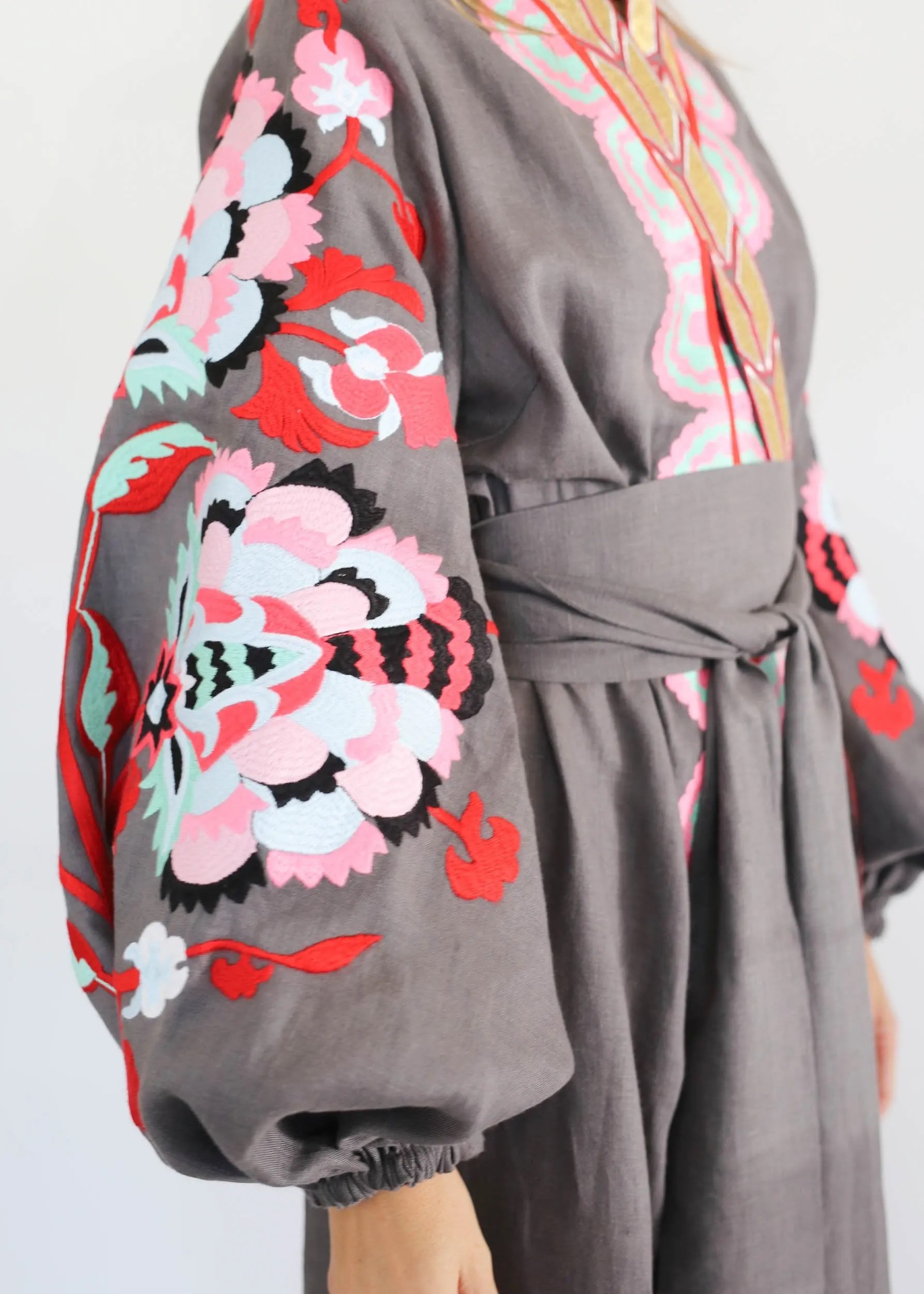 Gray embroidered dress