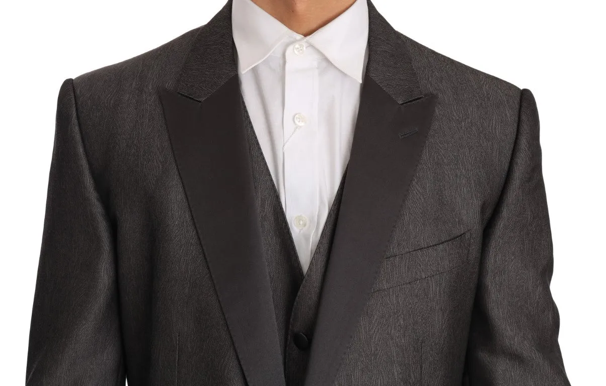 Gray Silk Wool MARTINI Slim Fit 3 Piece Suit