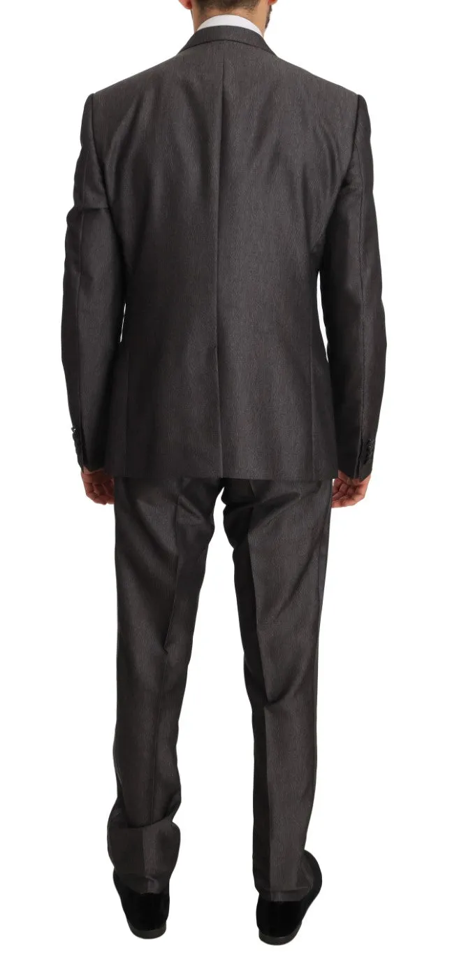 Gray Silk Wool MARTINI Slim Fit 3 Piece Suit