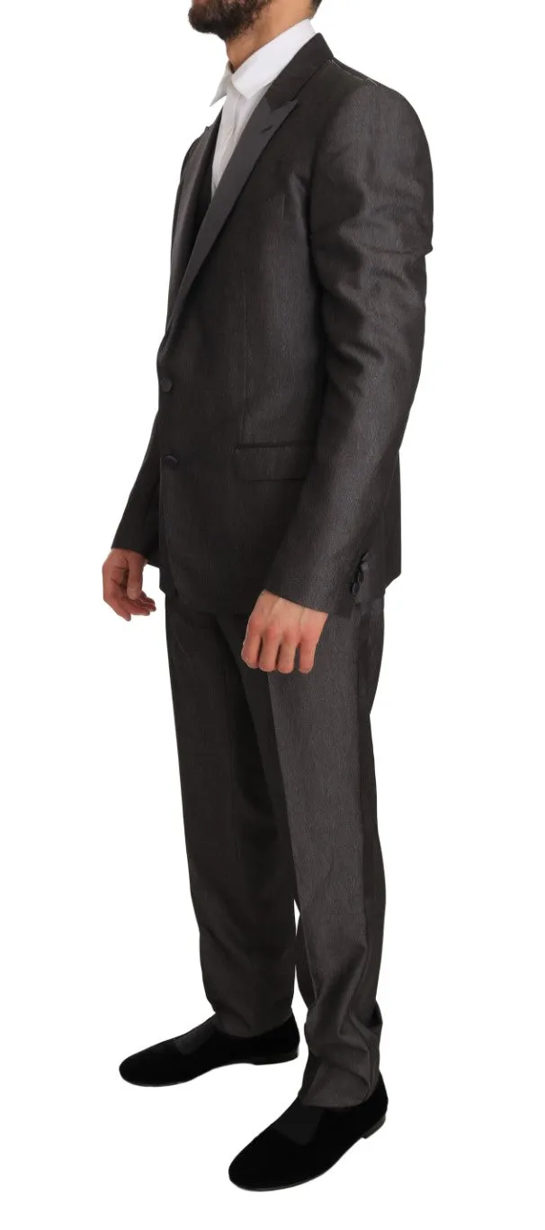 Gray Silk Wool MARTINI Slim Fit 3 Piece Suit