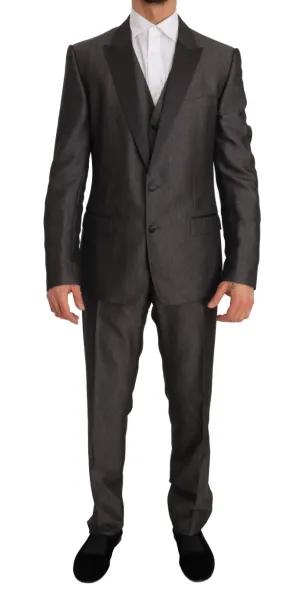 Gray Silk Wool MARTINI Slim Fit 3 Piece Suit