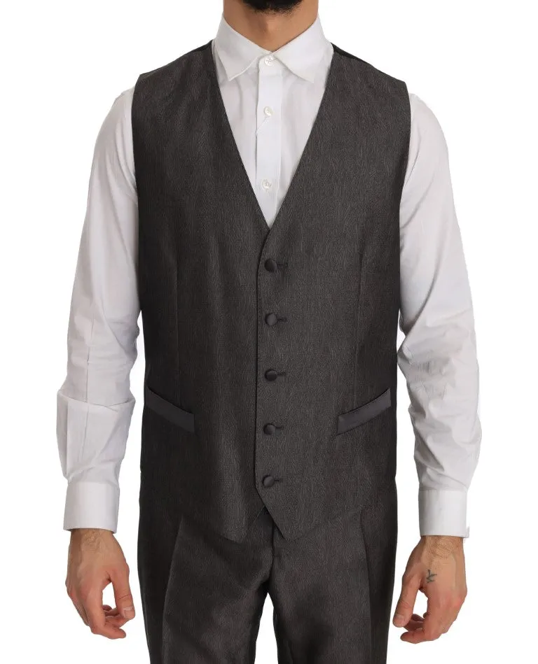 Gray Silk Wool MARTINI Slim Fit 3 Piece Suit
