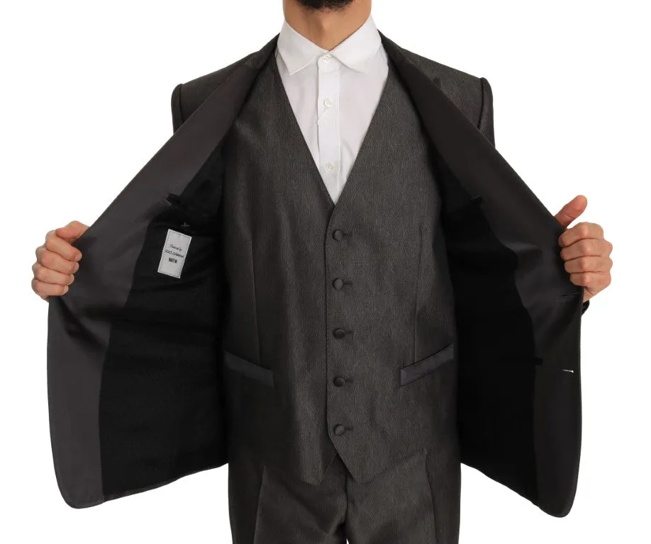 Gray Silk Wool MARTINI Slim Fit 3 Piece Suit