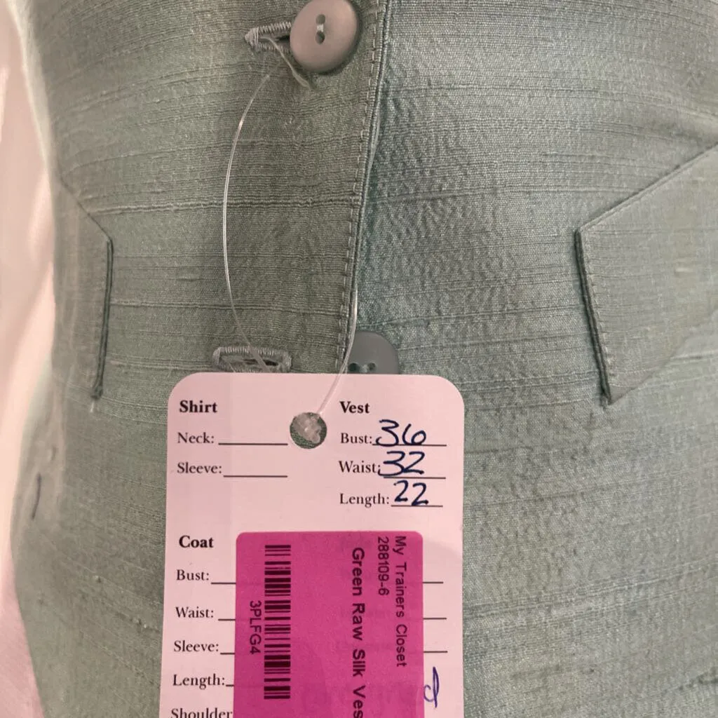 Green Raw Silk Vest