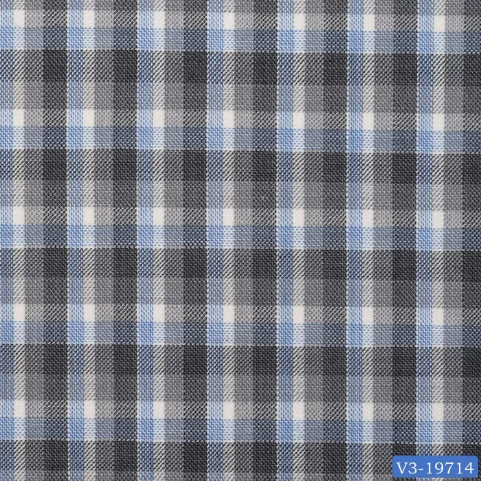 Grey with Blue & White Plaid Check Long Double Breast Suit