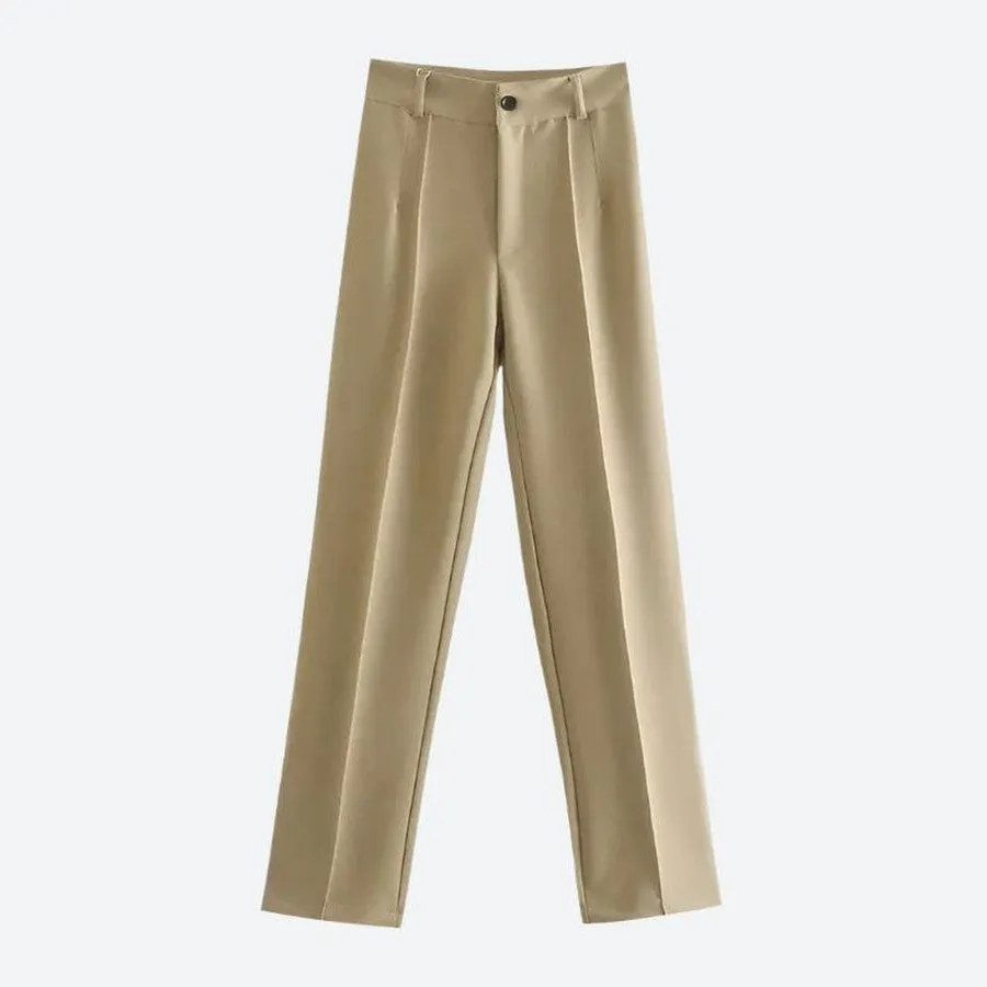 High Waist Wide Leg Green Trousers