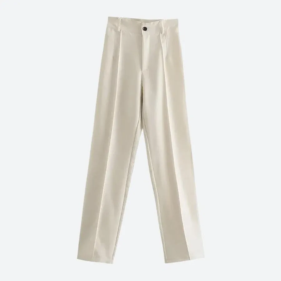 High Waist Wide Leg Green Trousers