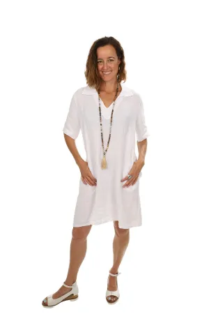Holly Linen Dress - White - SF8
