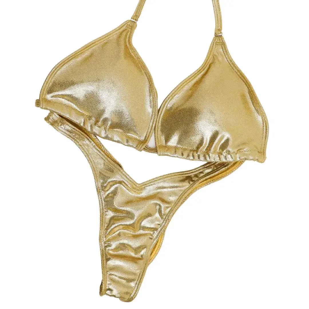 Hologram Gold Fit Model Competition Suit