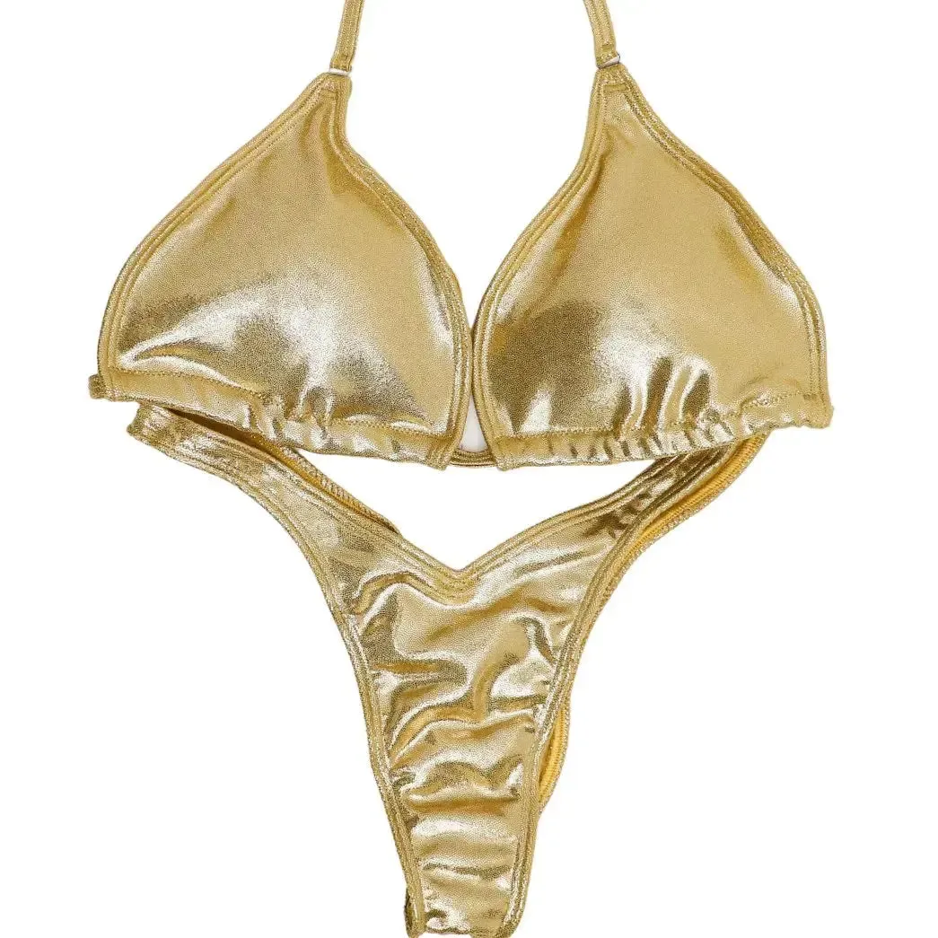 Hologram Gold Fit Model Competition Suit