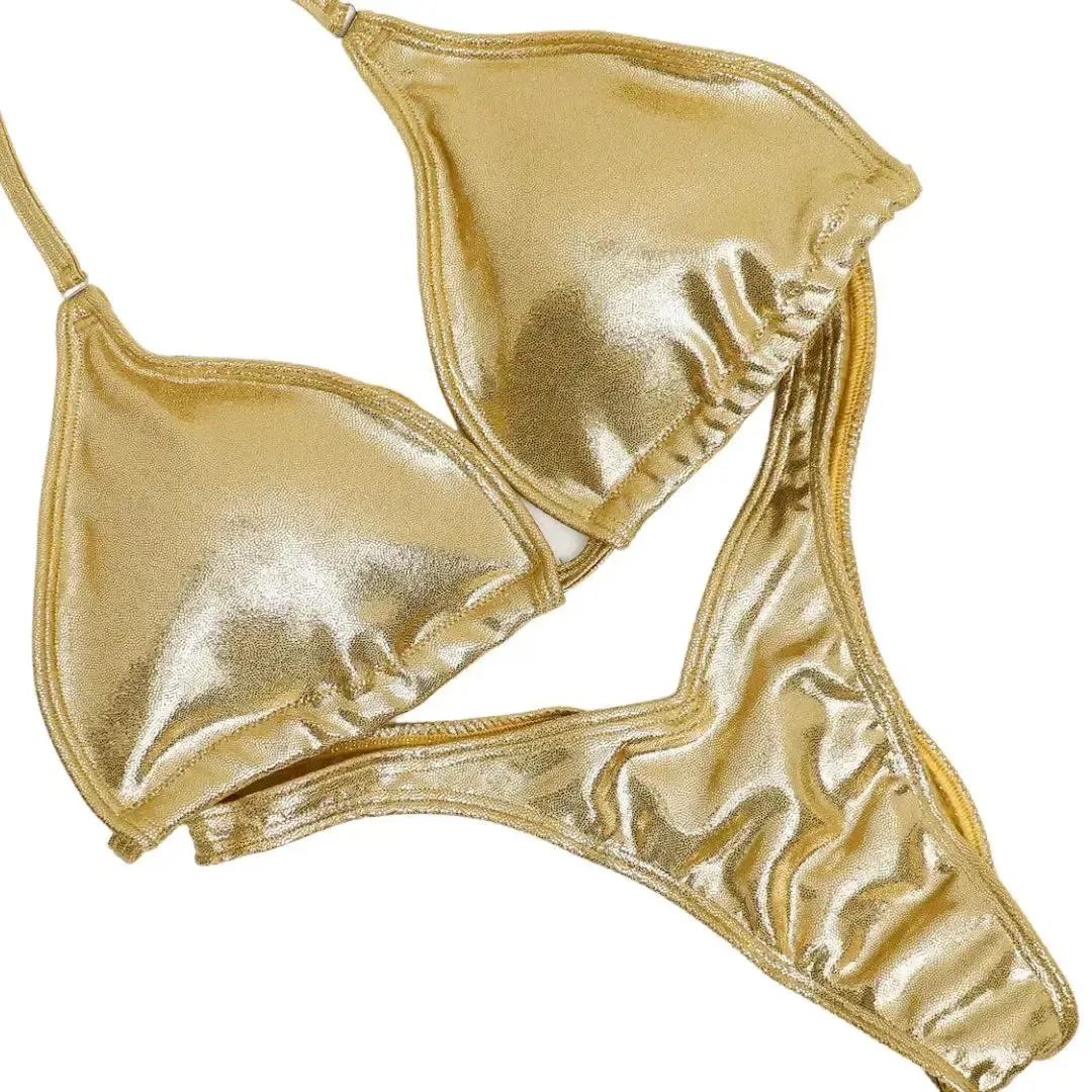 Hologram Gold Fit Model Competition Suit