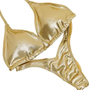 Hologram Gold Fit Model Competition Suit