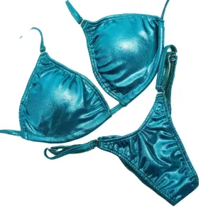 Hologram Teal Fit Model Competition Suit
