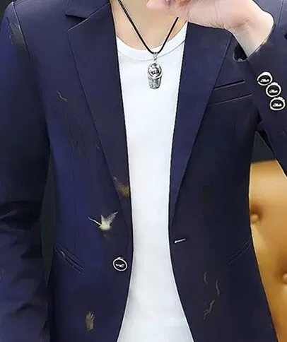 HOO 2023  Youth Slim   blazer Men Fashion Casual Spring Print suit jacket