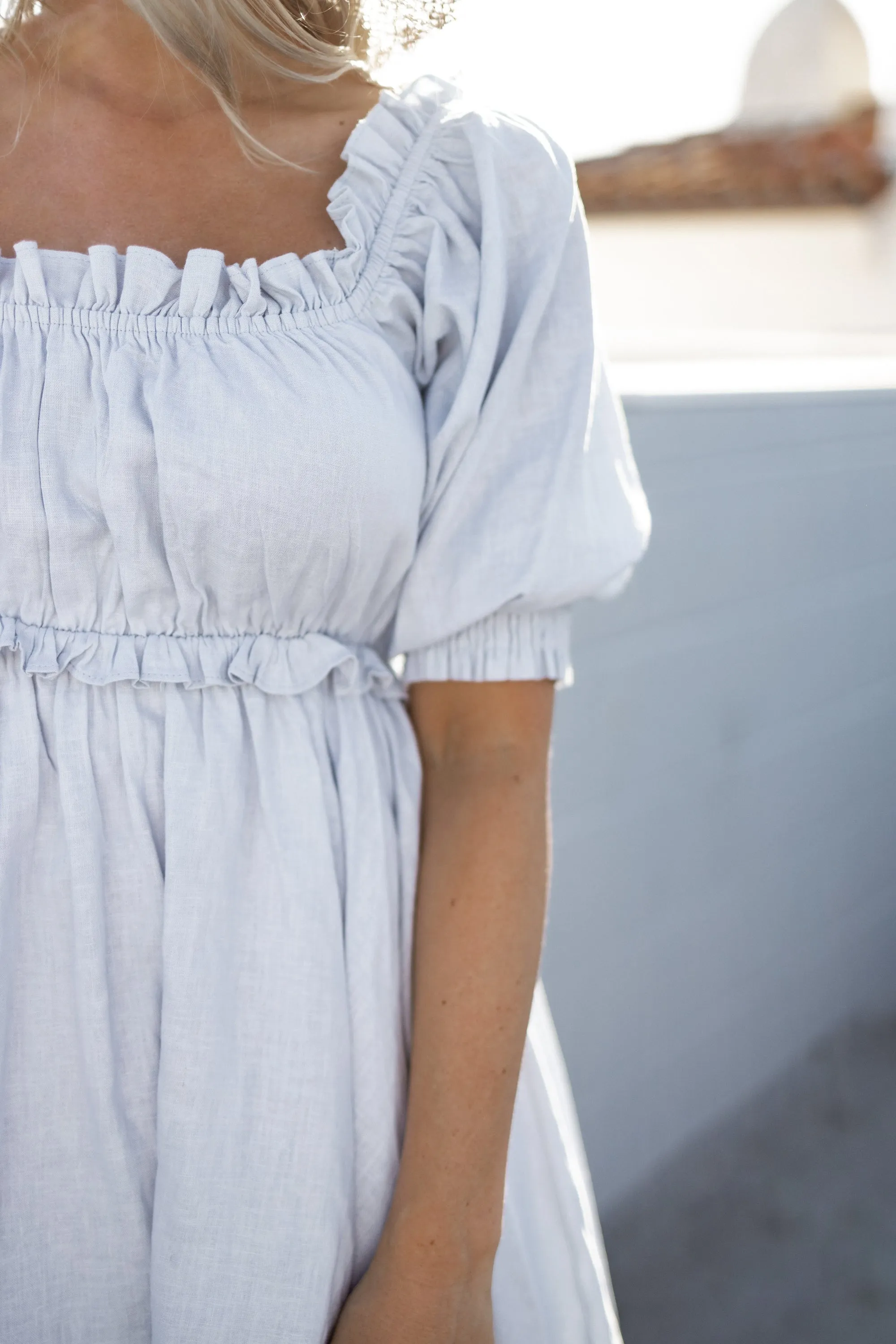 Huntington linen ruffle dress