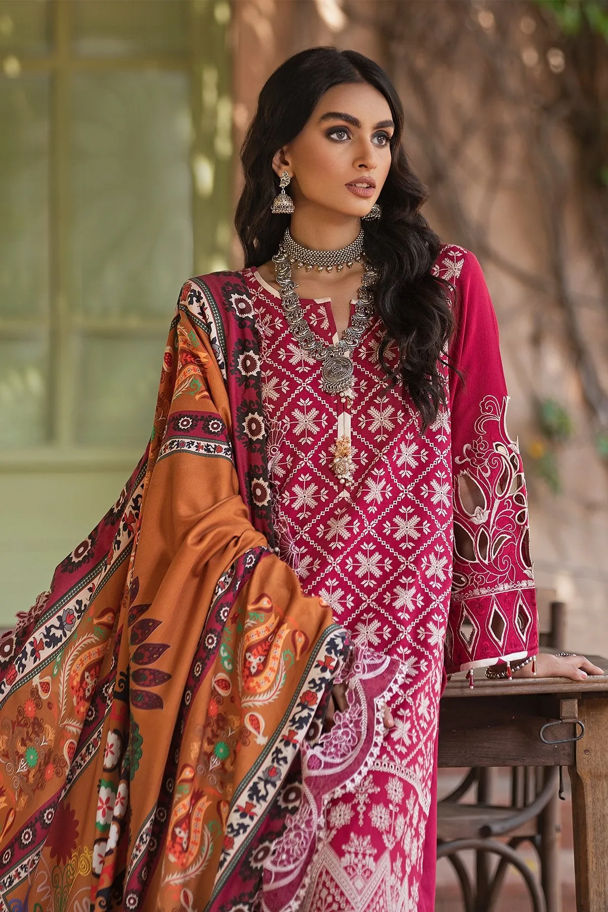 JANAH NW-34 | Nureh Maya Khaddar Fall / Winter Collection 2021 | Unstitched Embroidered Slub Khaddar Suits