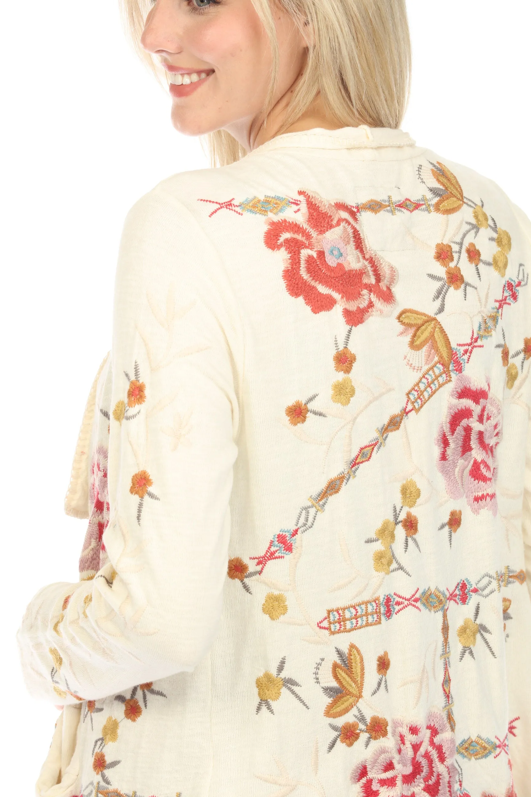 Johnny Was Biya Danny Embroidered Cardigan Boho Chic B55824