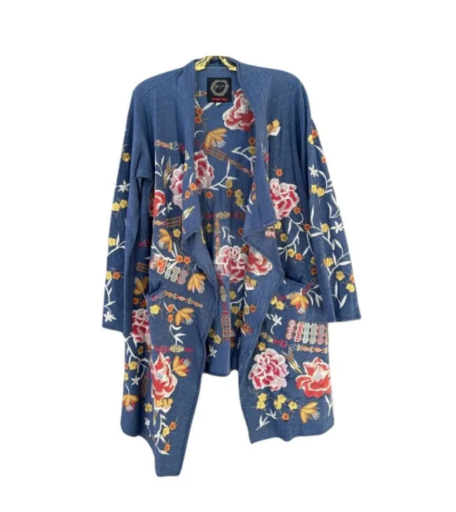 Johnny Was Biya Danny Embroidered Cardigan Boho Chic B55824