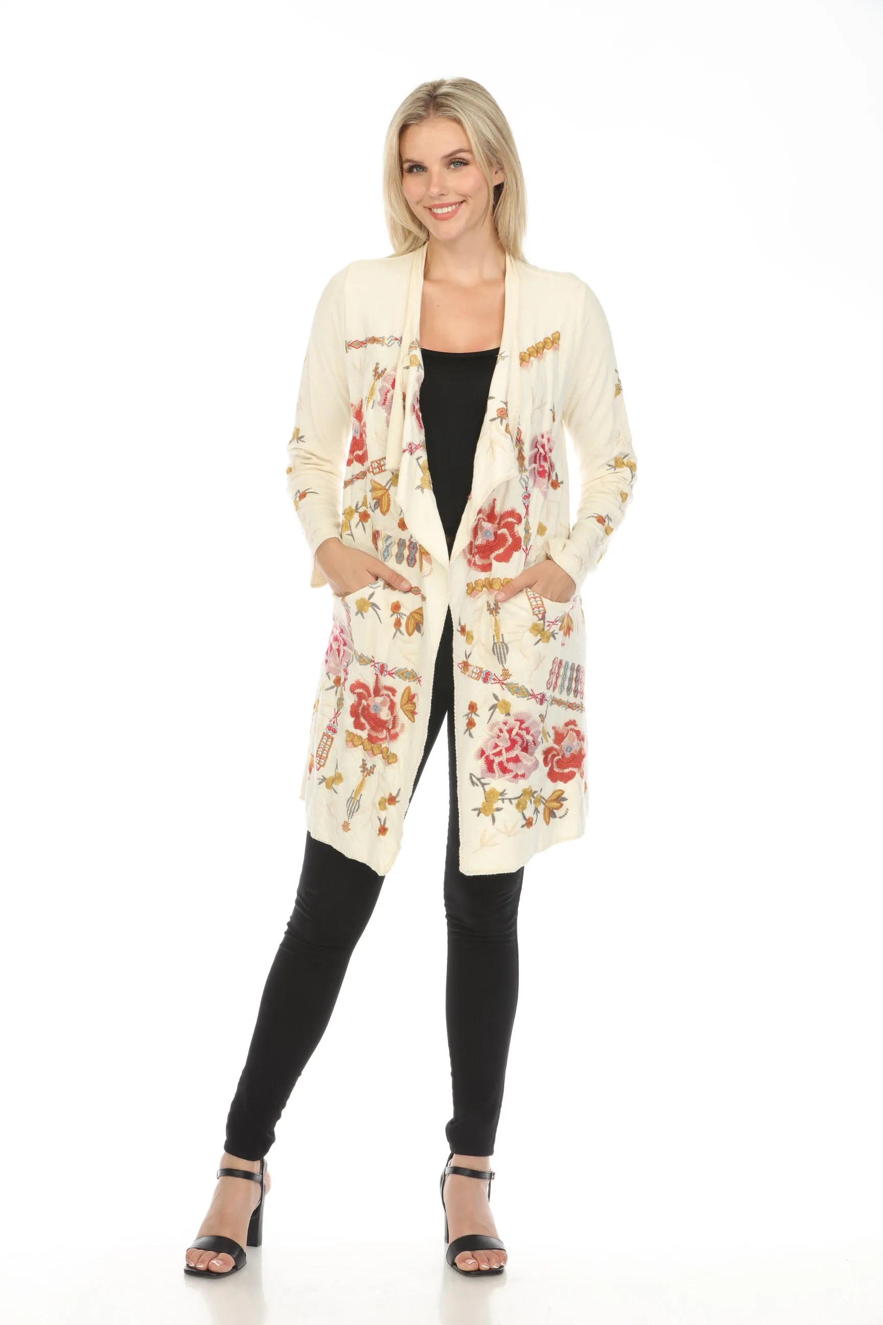 Johnny Was Biya Danny Embroidered Cardigan Boho Chic B55824