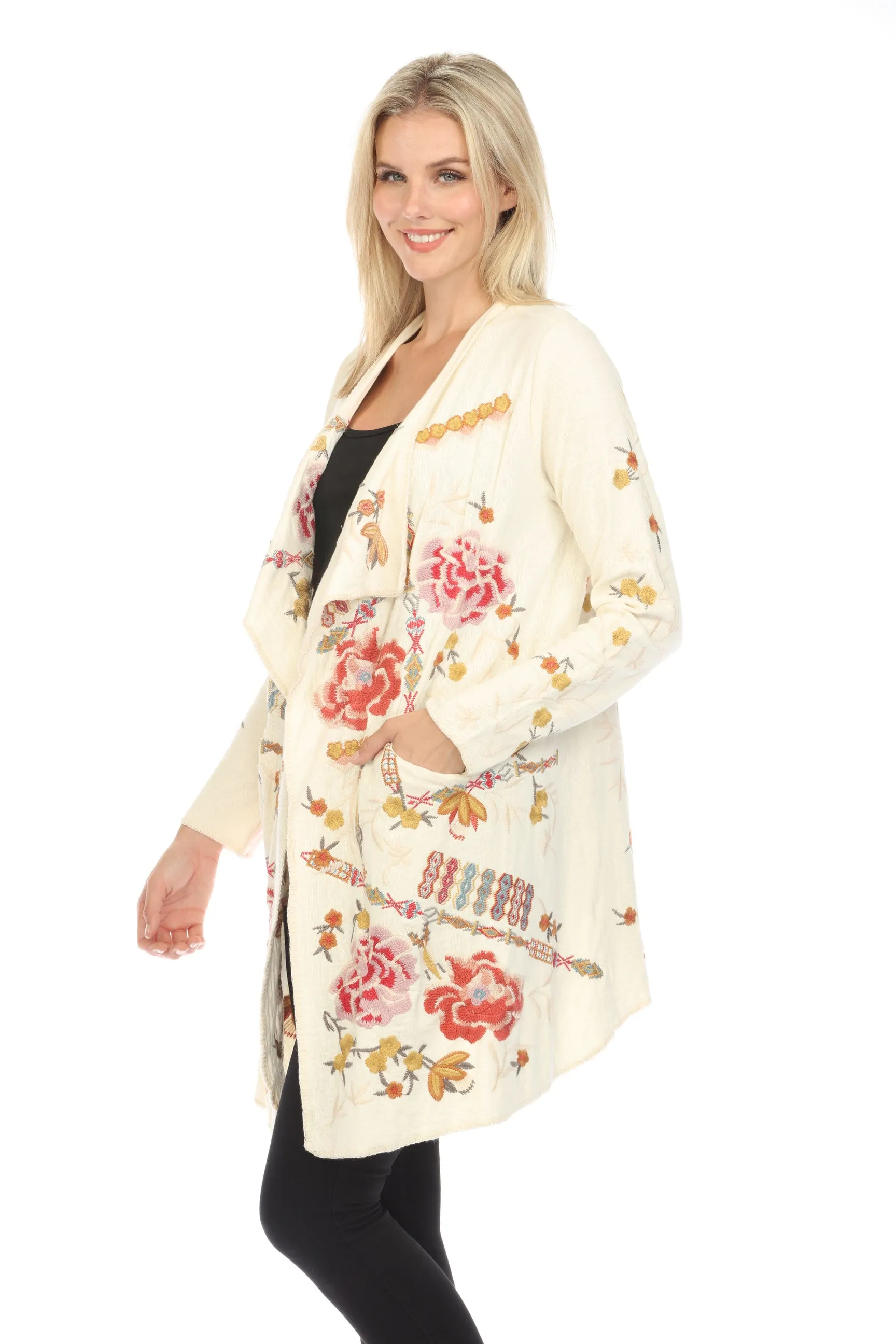 Johnny Was Biya Danny Embroidered Cardigan Boho Chic B55824