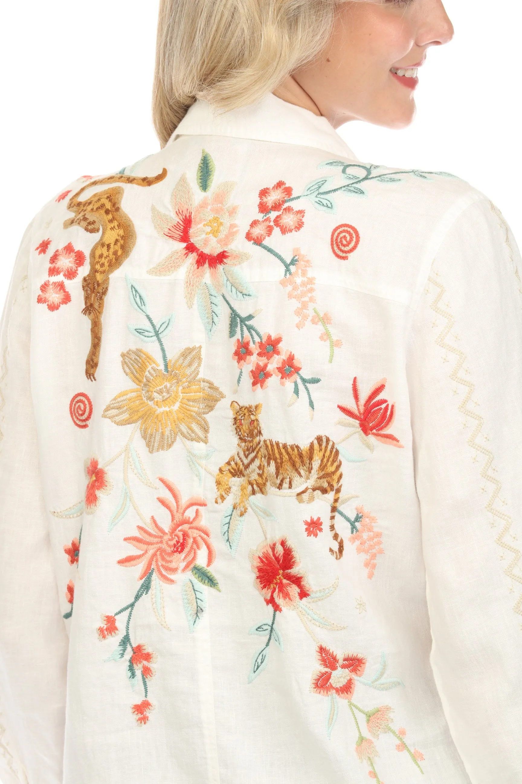 Johnny Was JWLA Andrean Relaxed Linen Jacket J41124 *