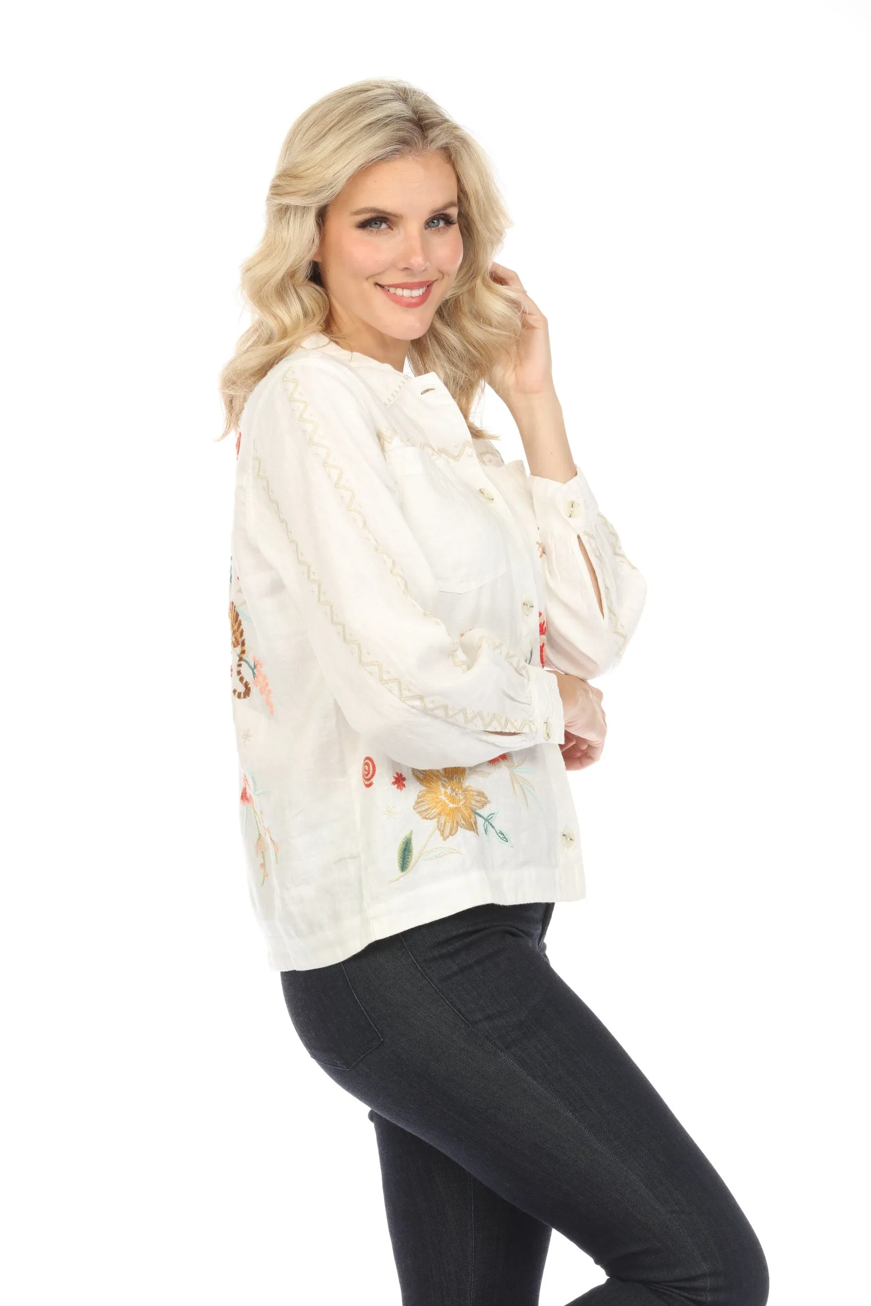 Johnny Was JWLA Andrean Relaxed Linen Jacket J41124 *