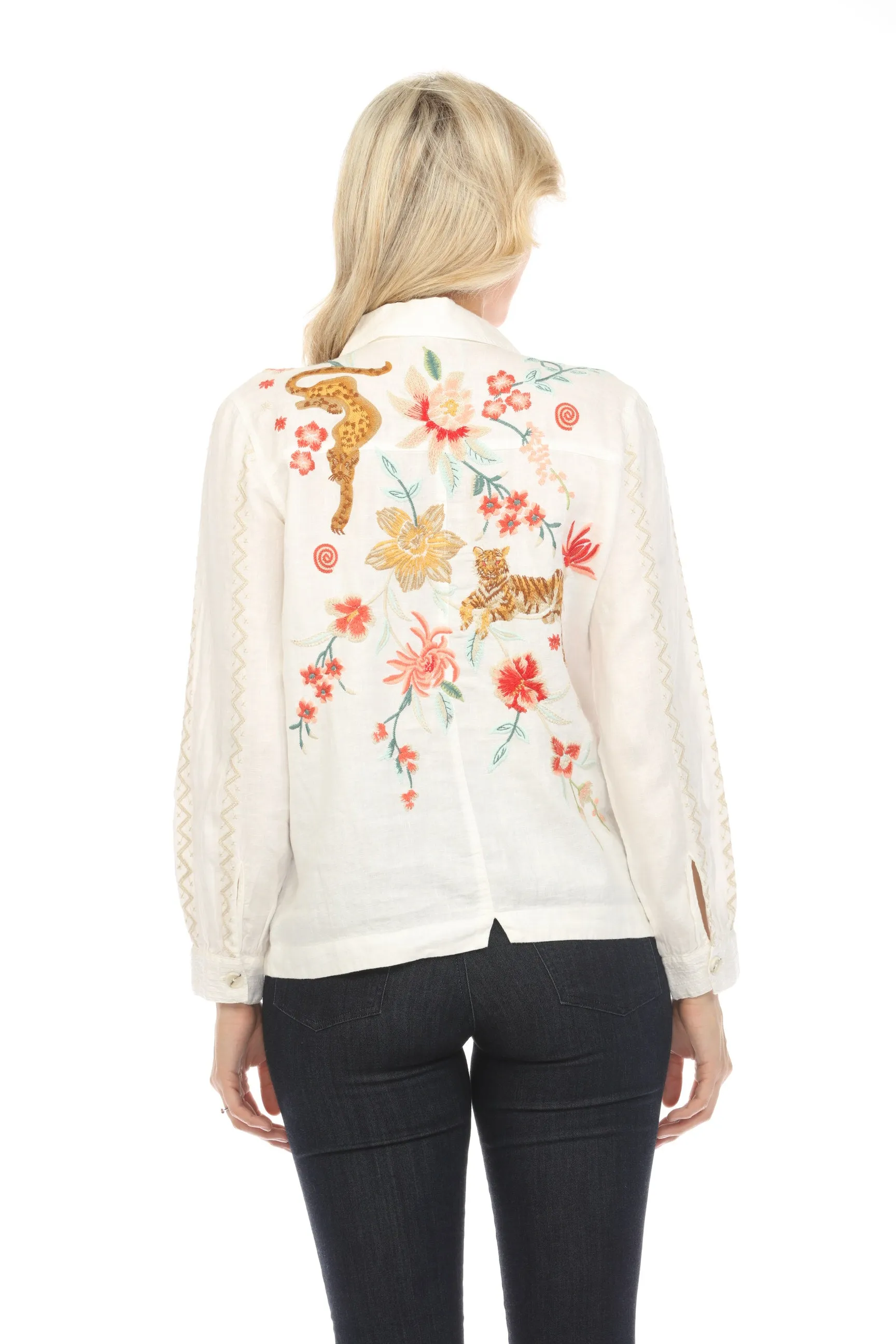 Johnny Was JWLA Andrean Relaxed Linen Jacket J41124 *