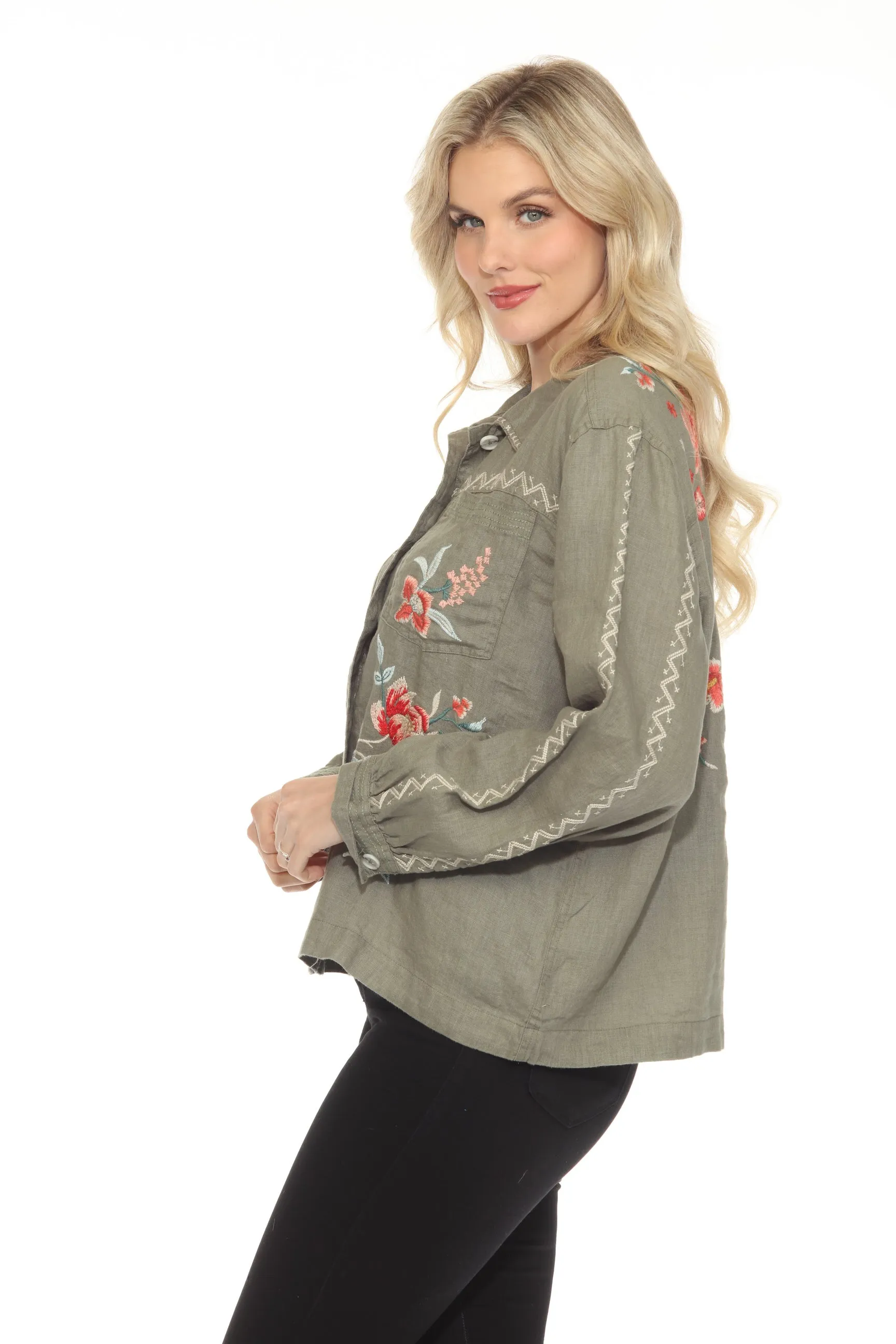Johnny Was JWLA Andrean Relaxed Linen Jacket J41124 *