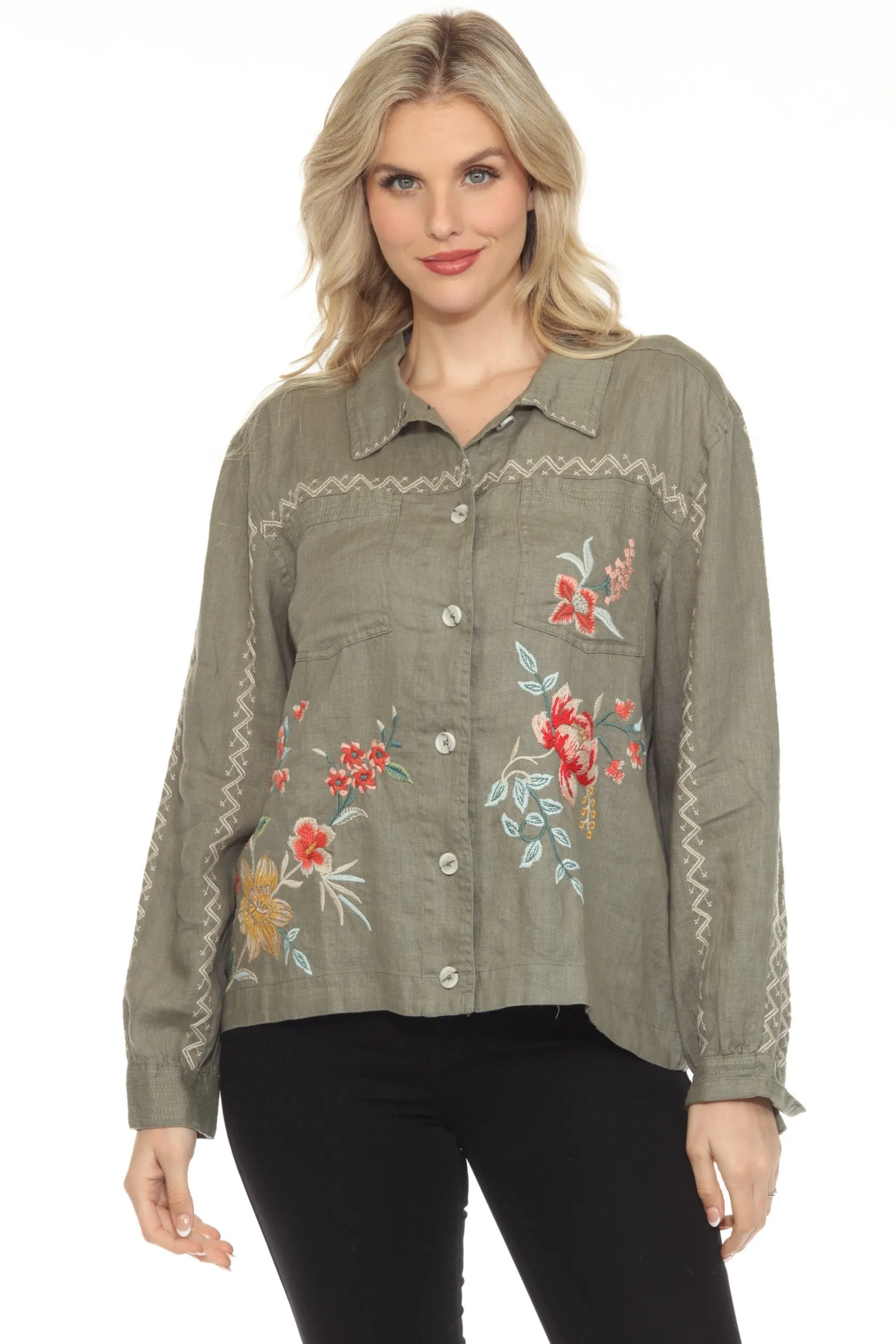 Johnny Was JWLA Andrean Relaxed Linen Jacket J41124 *