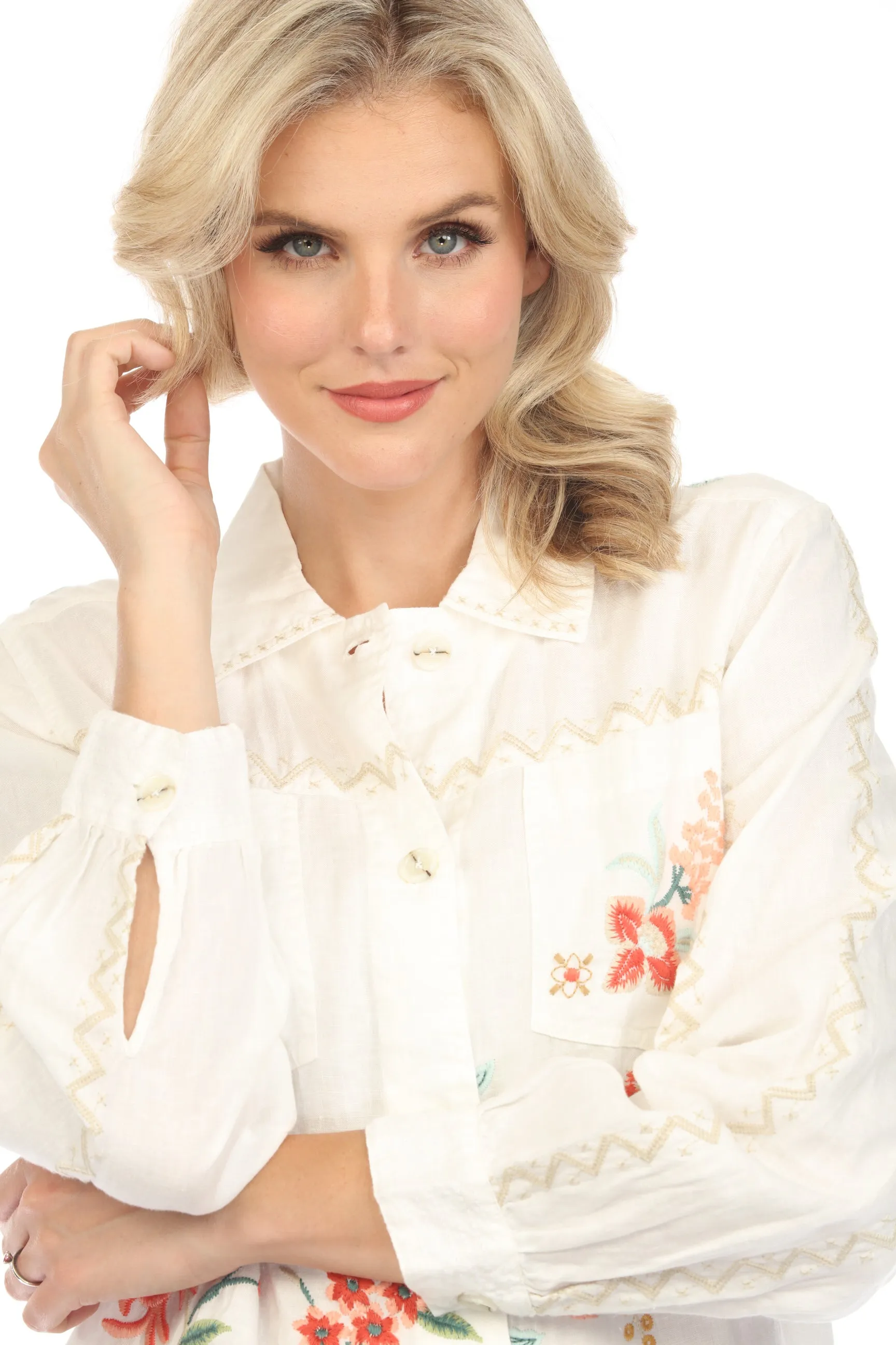 Johnny Was JWLA Andrean Relaxed Linen Jacket J41124 *