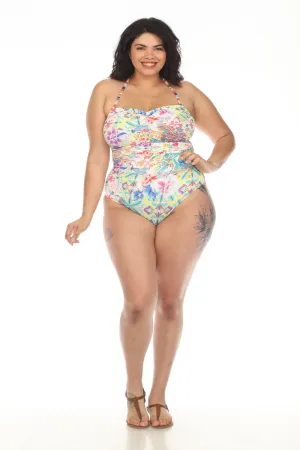 Johnny Was Ruched Sweetheart One Piece Swimsuit Plus Size CSW5222BNX