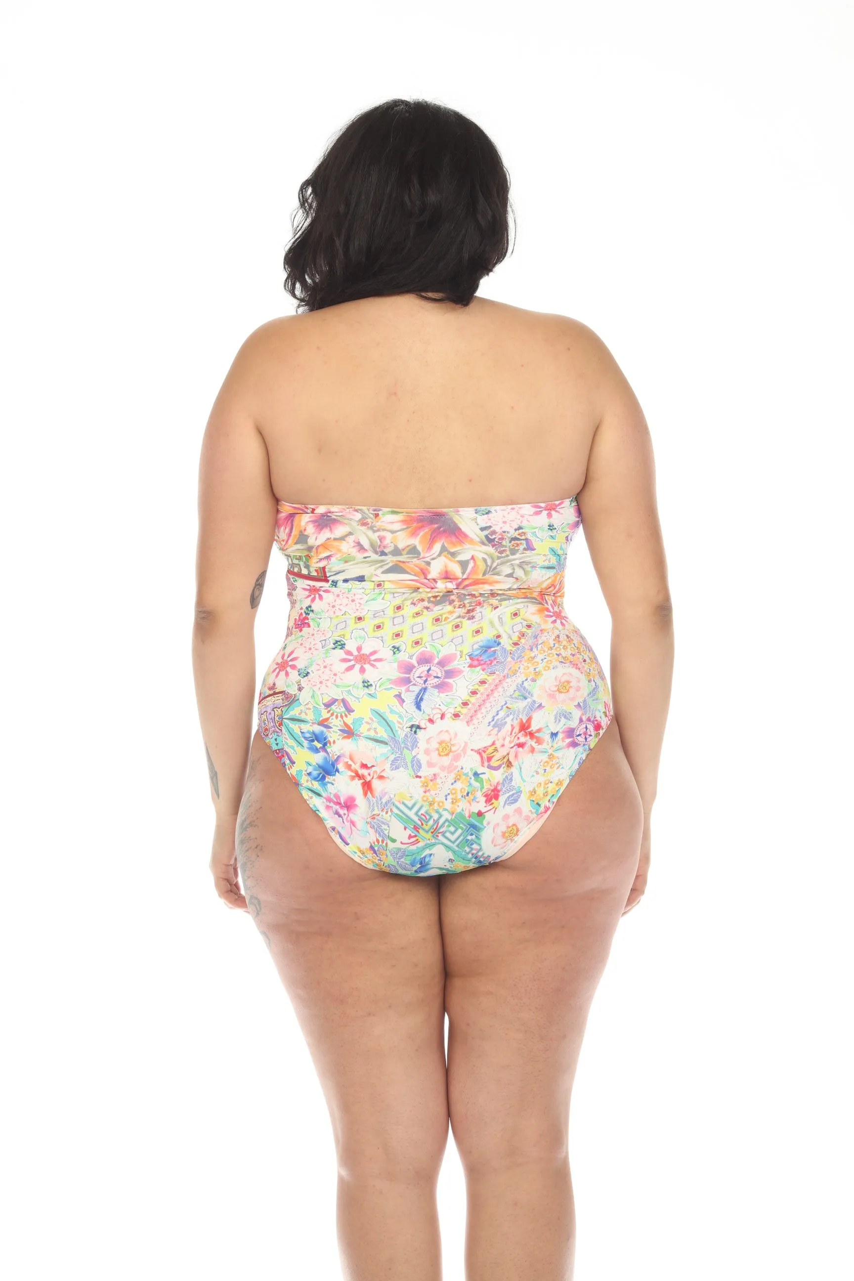 Johnny Was Ruched Sweetheart One Piece Swimsuit Plus Size CSW5222BNX