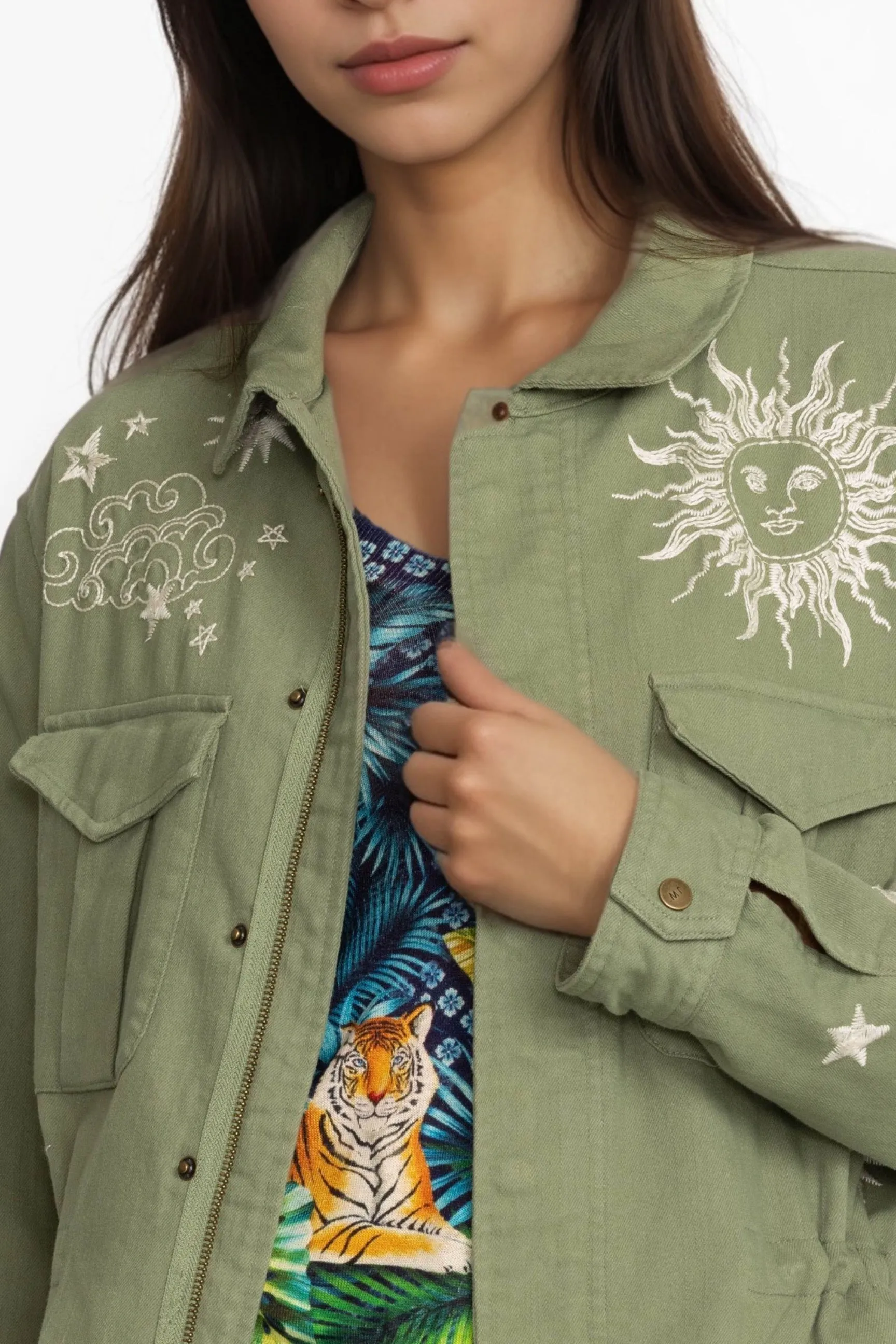 Johnny Was Workshop Andromeda Paris Drawstring Army Coat W44424 *