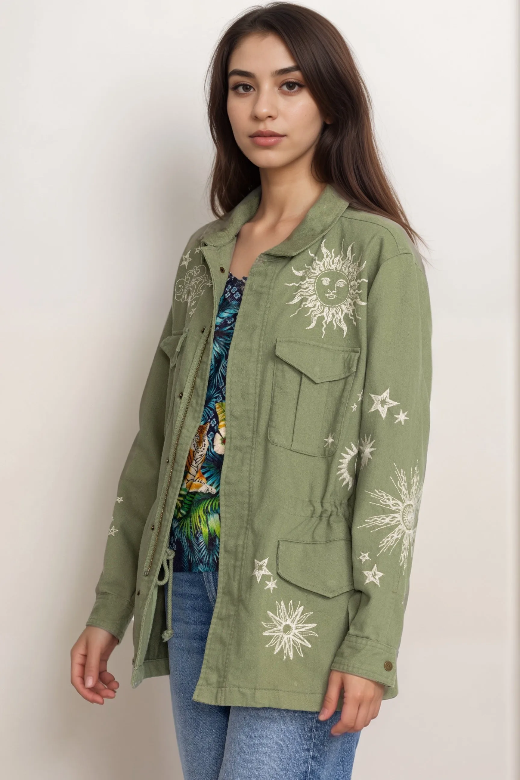 Johnny Was Workshop Andromeda Paris Drawstring Army Coat W44424 *