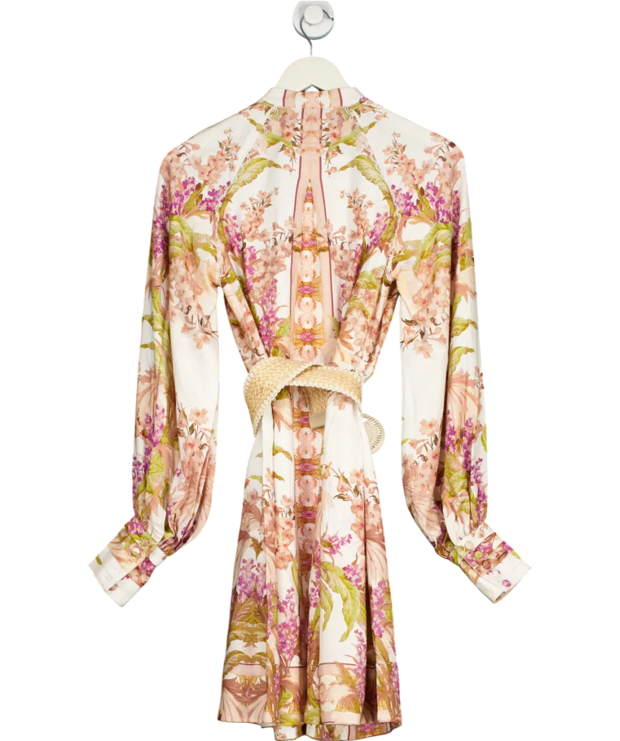 Karen Millen White Mirrored Floral Viscose Linen Mini Dress UK 8