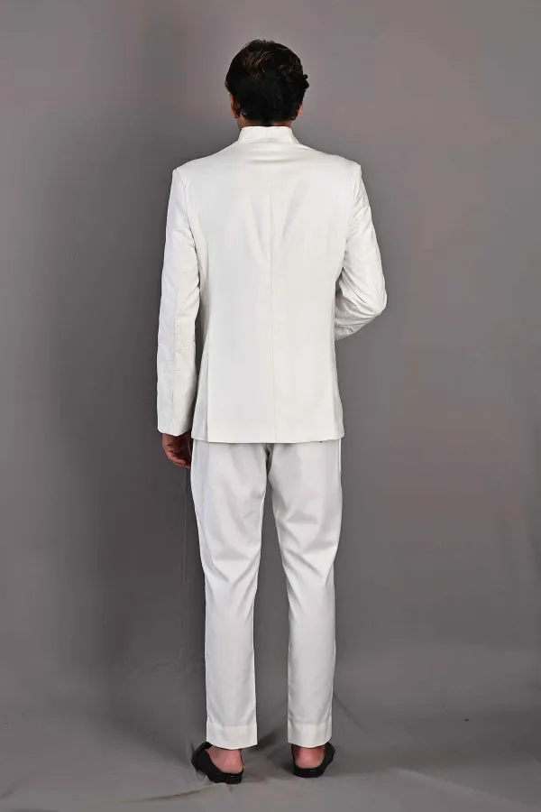 Kirk - Off white Abstract Embroidered Open Jacket Set