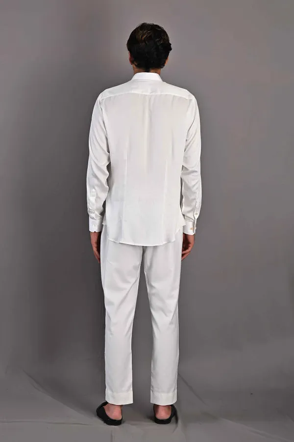 Kirk - Off white Abstract Embroidered Open Jacket Set