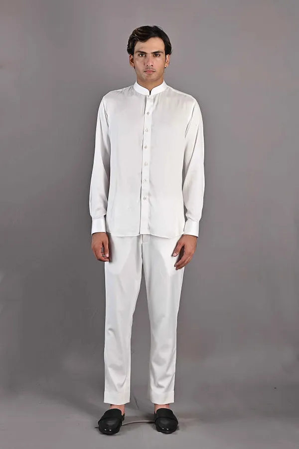 Kirk - Off white Abstract Embroidered Open Jacket Set