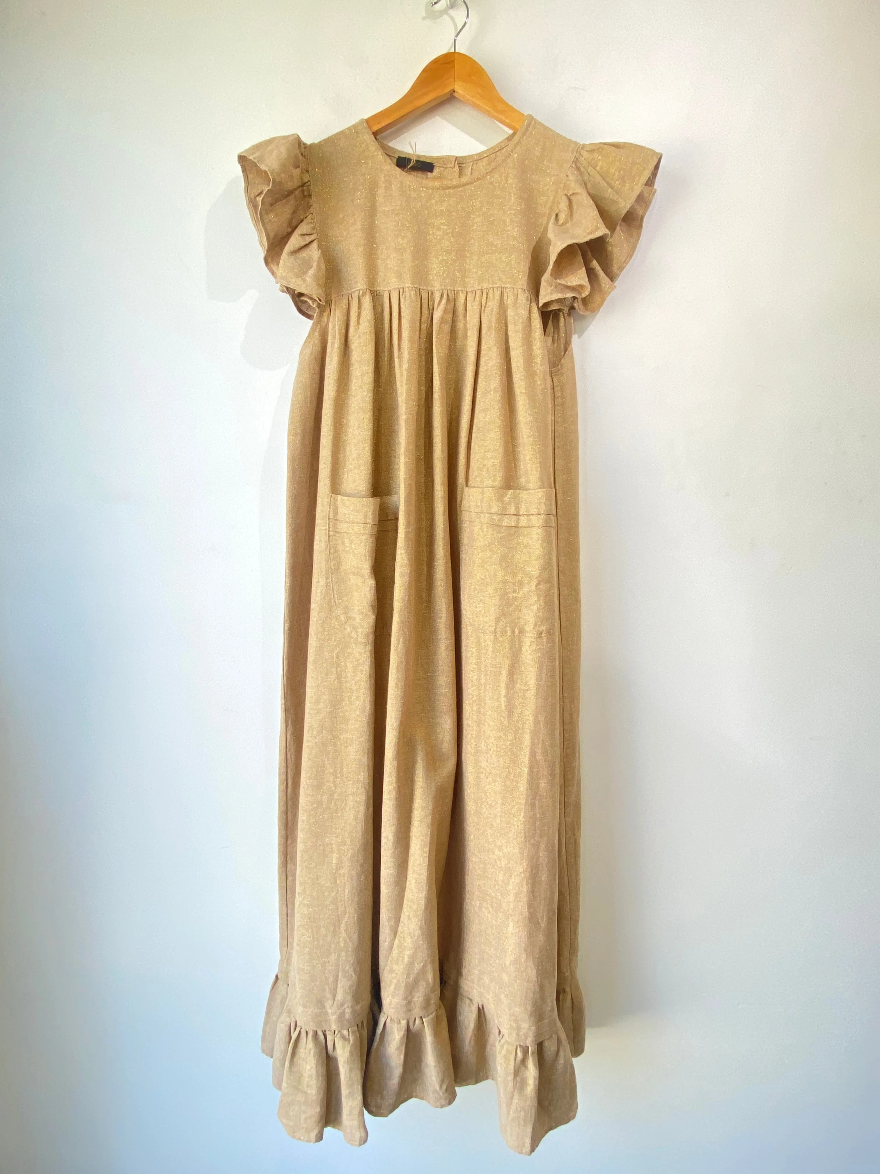 KKIBO Gold Linen Dress