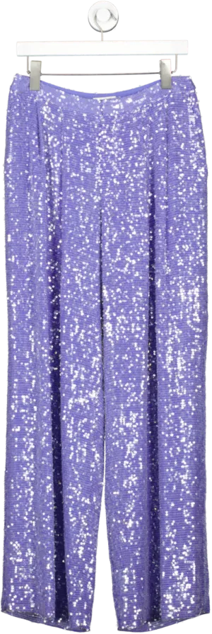 Lapointe Purple Sequin Pleated Trousers UK 10