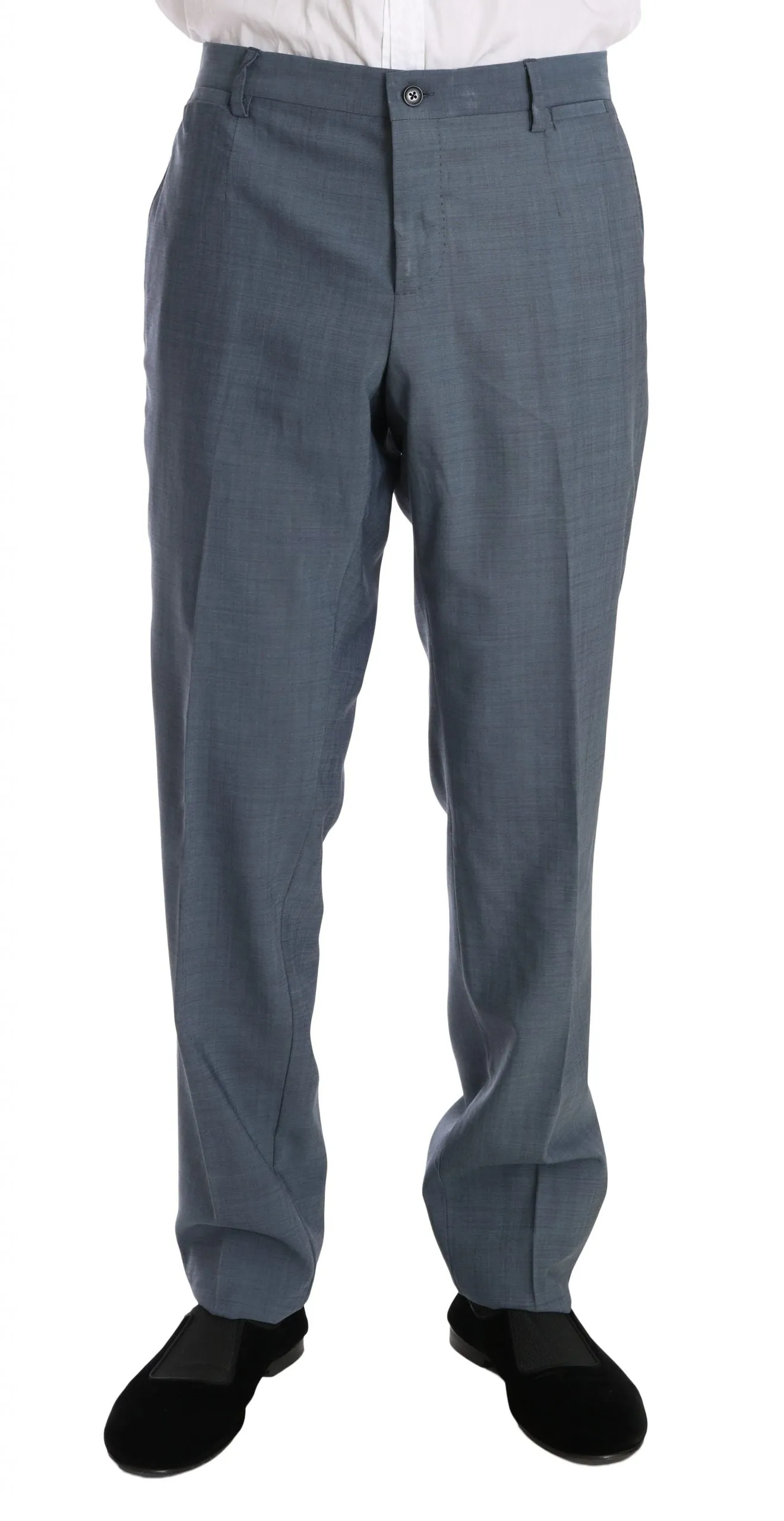 Light Blue Wool Stretch Gold Slim fit Suit