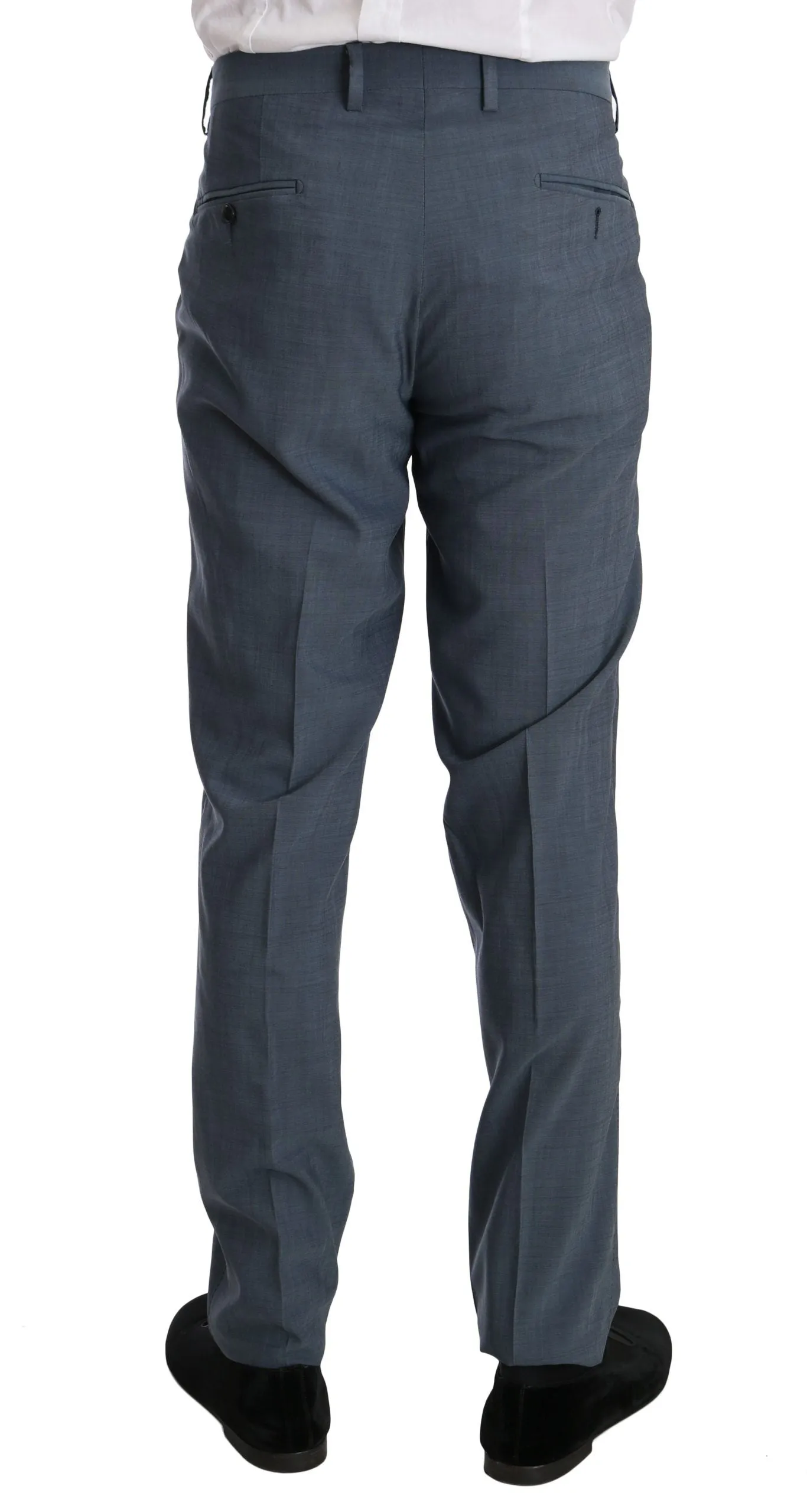 Light Blue Wool Stretch Gold Slim fit Suit